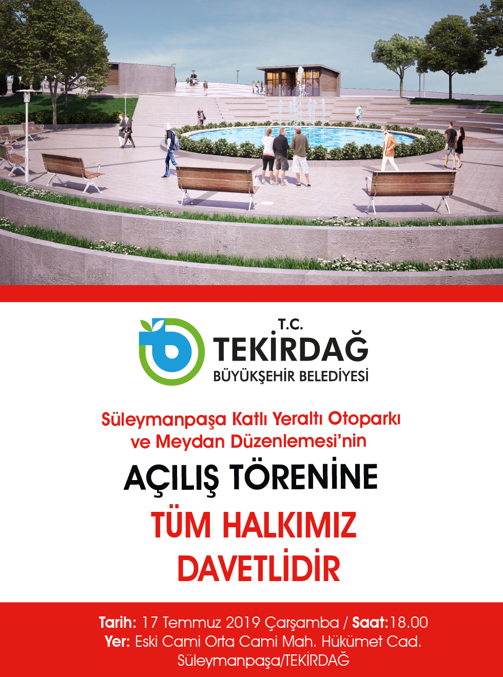 Süleymanpaşa Katlı Yeraltı Otoparkı  ve Meydan Düzenlemesinin  açılış töreni