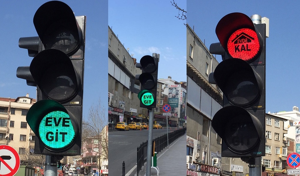 Büyükşehir, Trafik Işıkları İle Vatandaşlara 'Evde Kal' Mesajı Veriyor