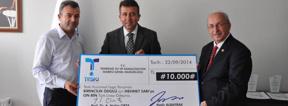 TESKİ Logo Yarışmasında Birinci Seçilen Mehmet Sarı'ya Ödülü Verildi